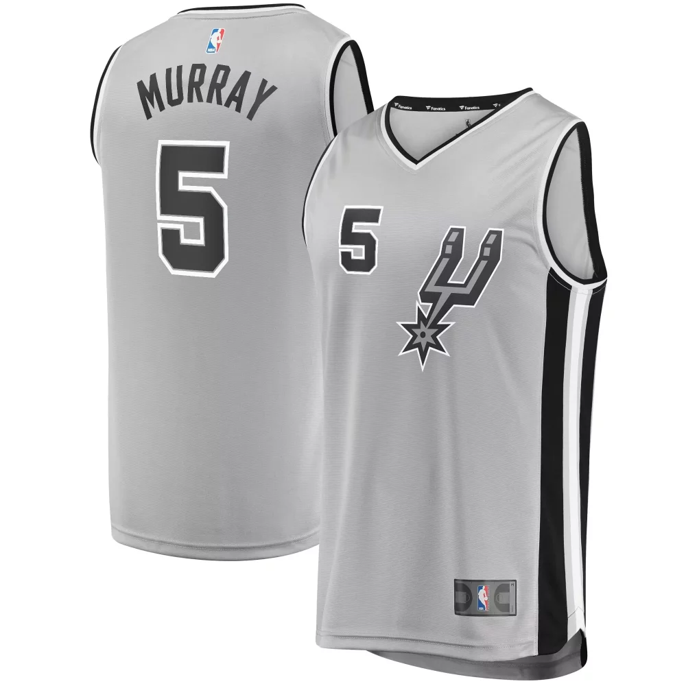 Dejounte Murray 5 Jersey Silver San Antonio Spurs Men NBA Black White