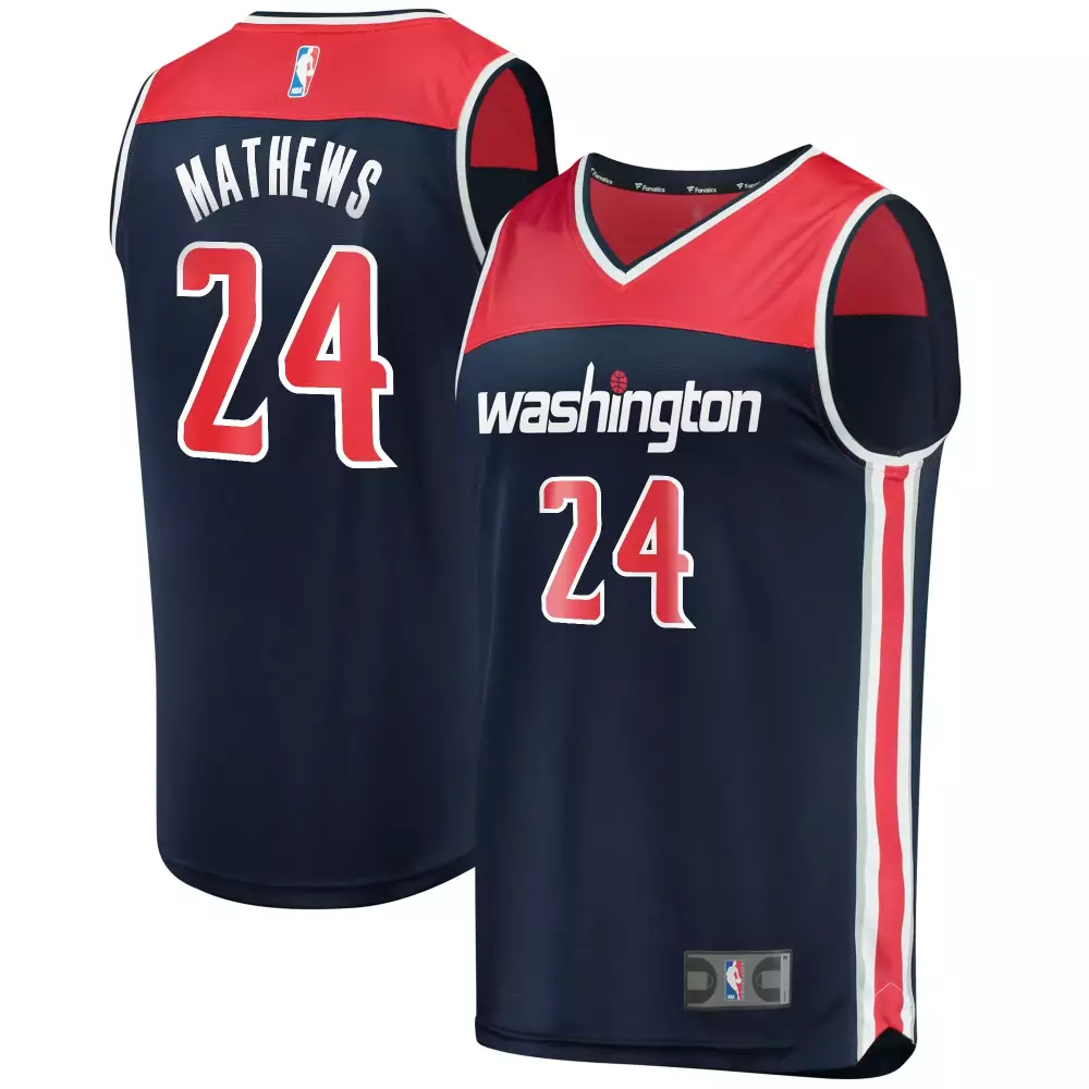 Garrison Mathews 24 Jersey Navy Washington Wizards Men NBA Red White