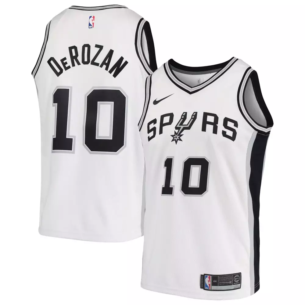 Demar Derozan 10 Spurs Jersey White Men Black Grey