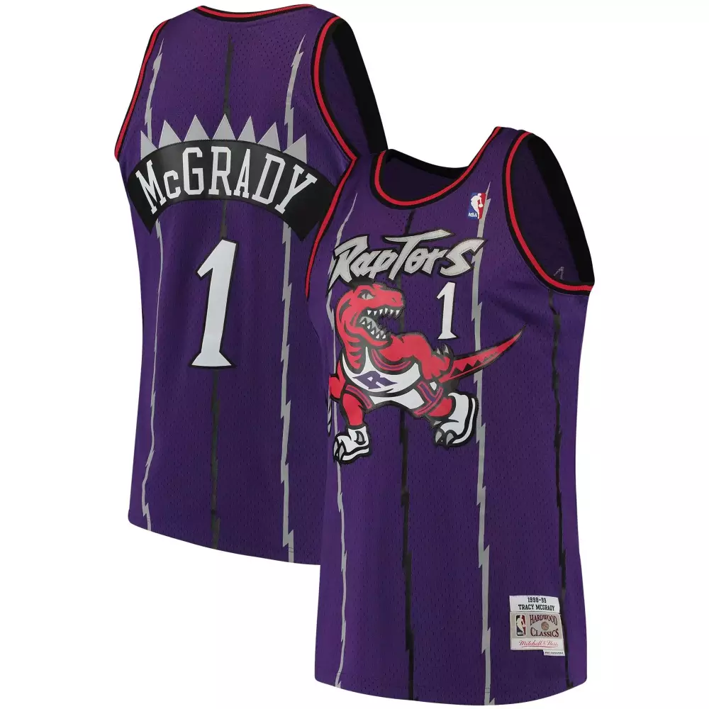 Tracy Mcgrady 1 Raptors Jersey Purple Hardwood Classics Men White Red Black