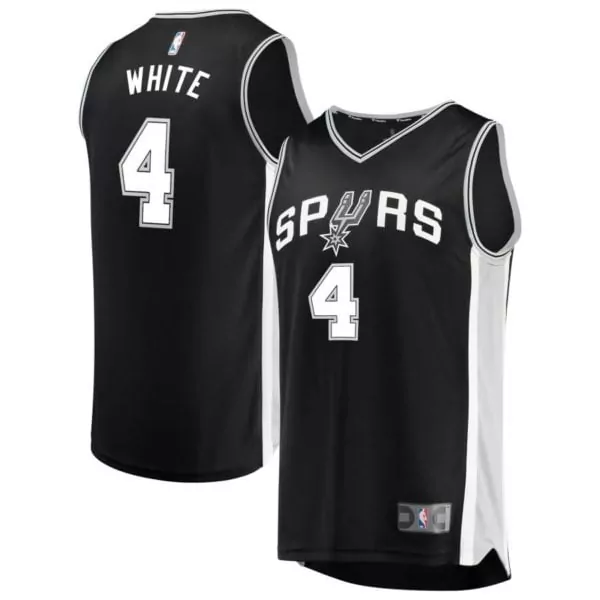 White 4 Spurs Jersey Black Men Icon