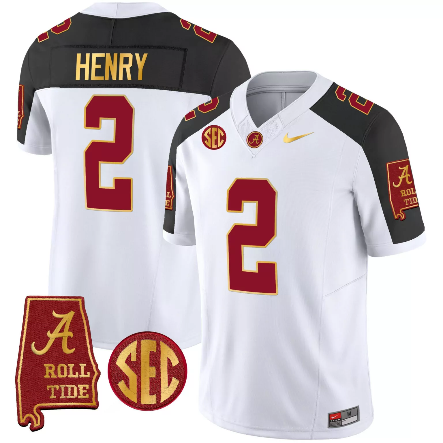 Derrick Henry 2 Alabama Jersey White Roll Tide Men Black Crimson v3 All Stitched