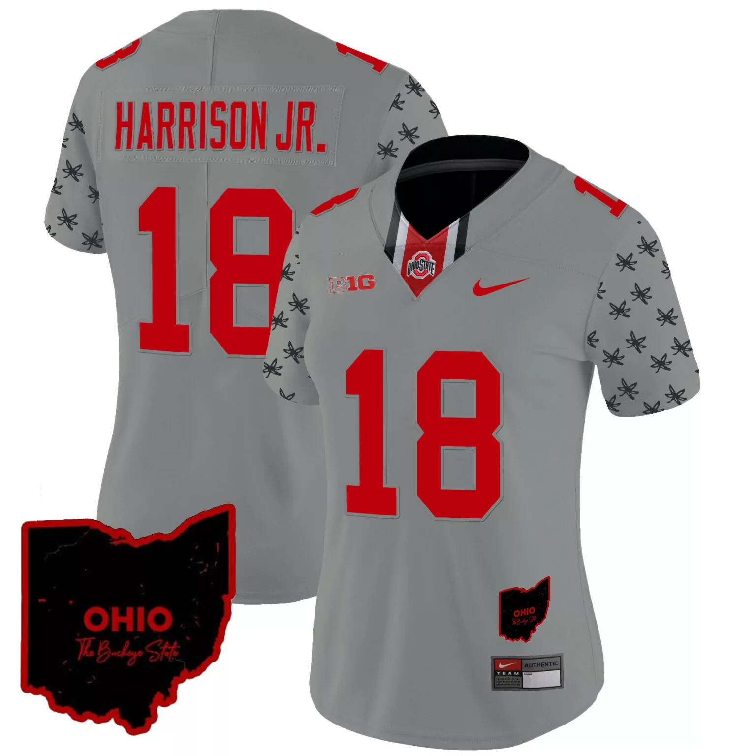 Marvin Harrison 18 Ohio State Jersey Grey Buckeyes Men Red Alternate Stitched