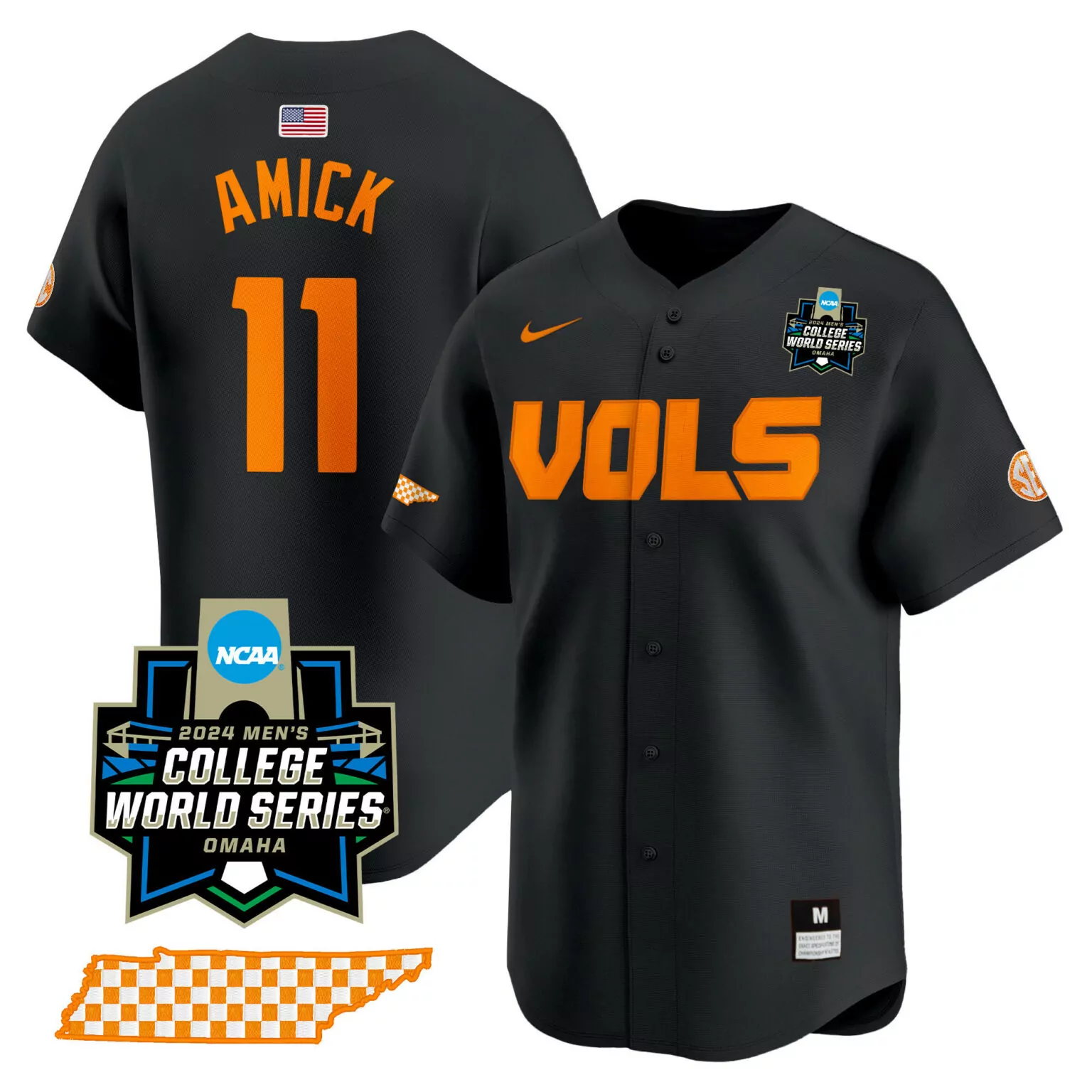 Billy Amick 11 Jersey Black Tennessee Volunteers Men Orange All Stitched
