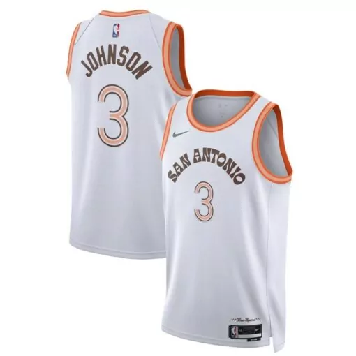 Keldon Johnson 3 Jersey White San Antonio Spurs Men Orange Brown Unisex