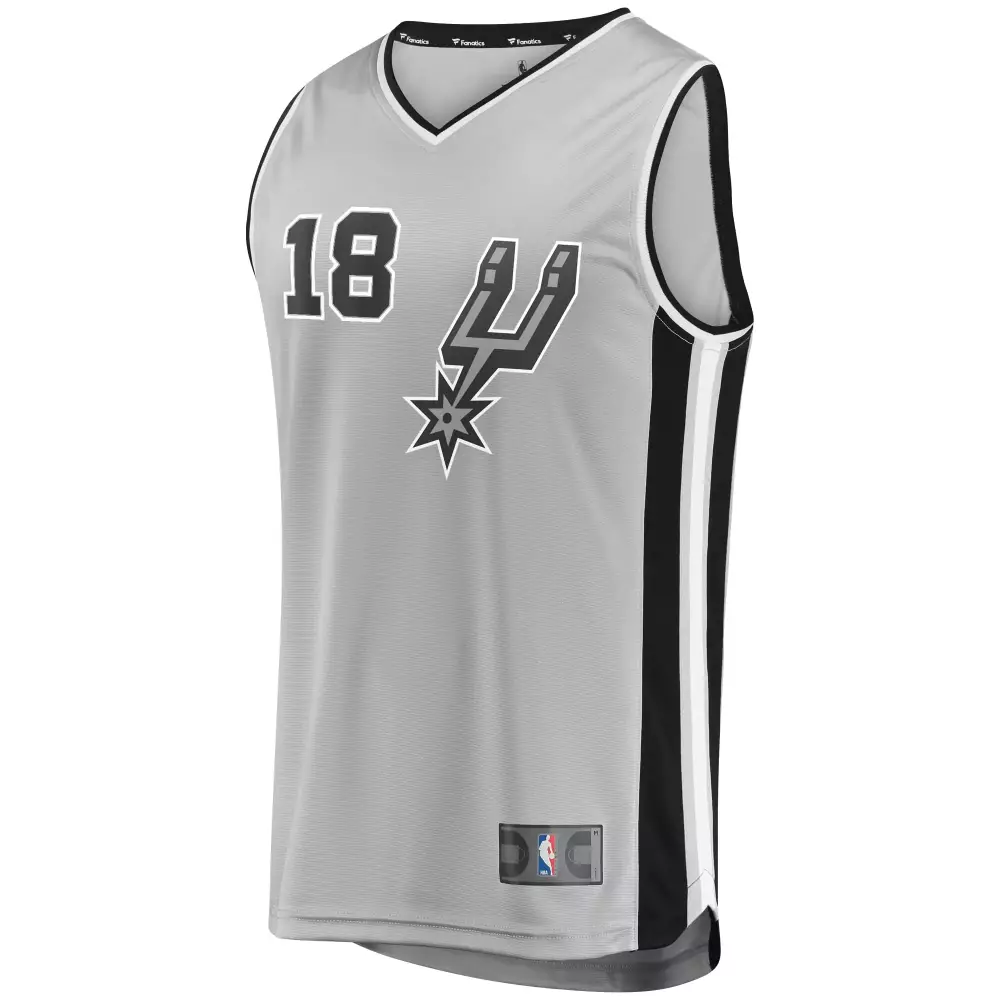 Custom San Antonio Spurs 18 Jersey Silver Black White