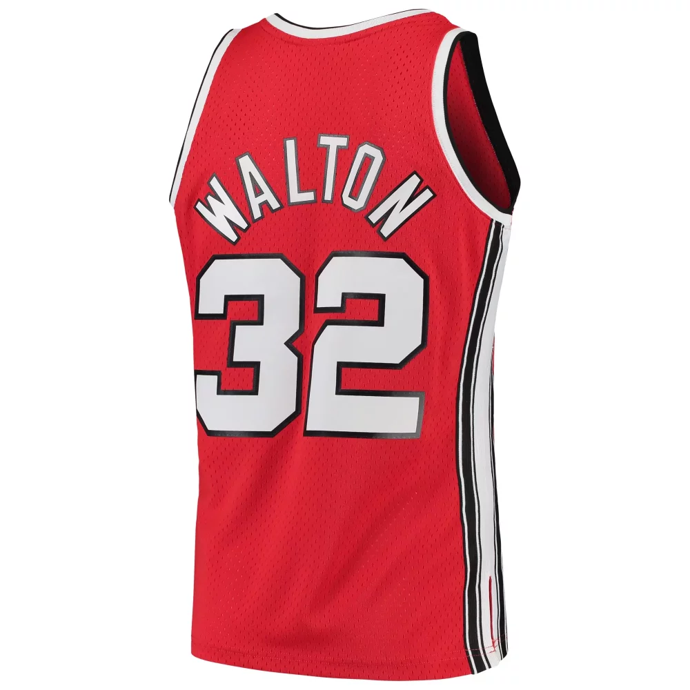 Bill Walton 32 Chicago Bulls Jersey Red Men Black White Hardwood Classics Swingman