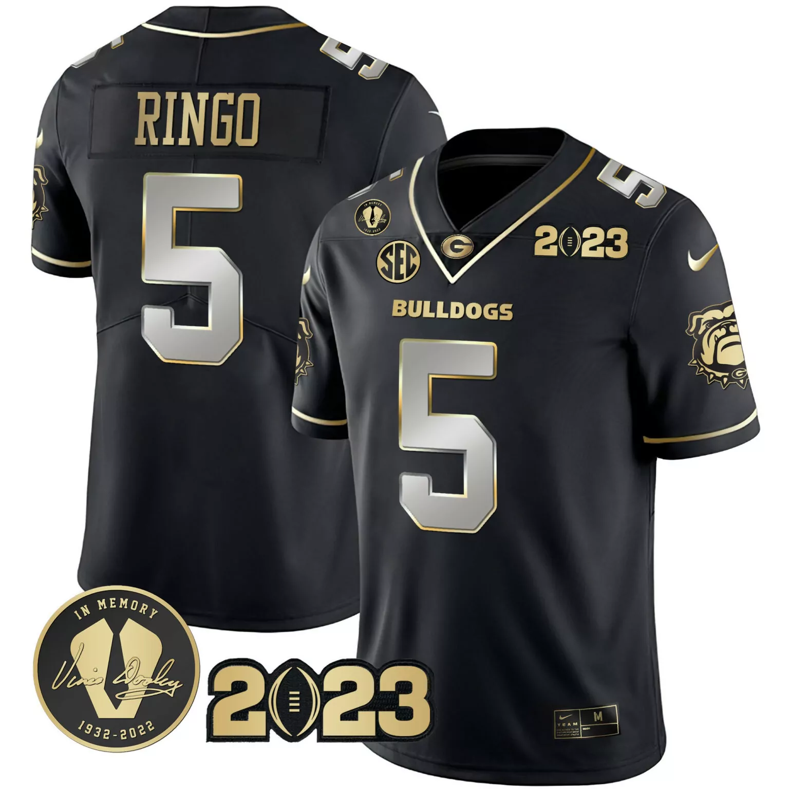 Kelee Ringo 5 Georgia Bulldogs Jersey Black 2023 Memory Vince Dooley 1932-2022 Men
