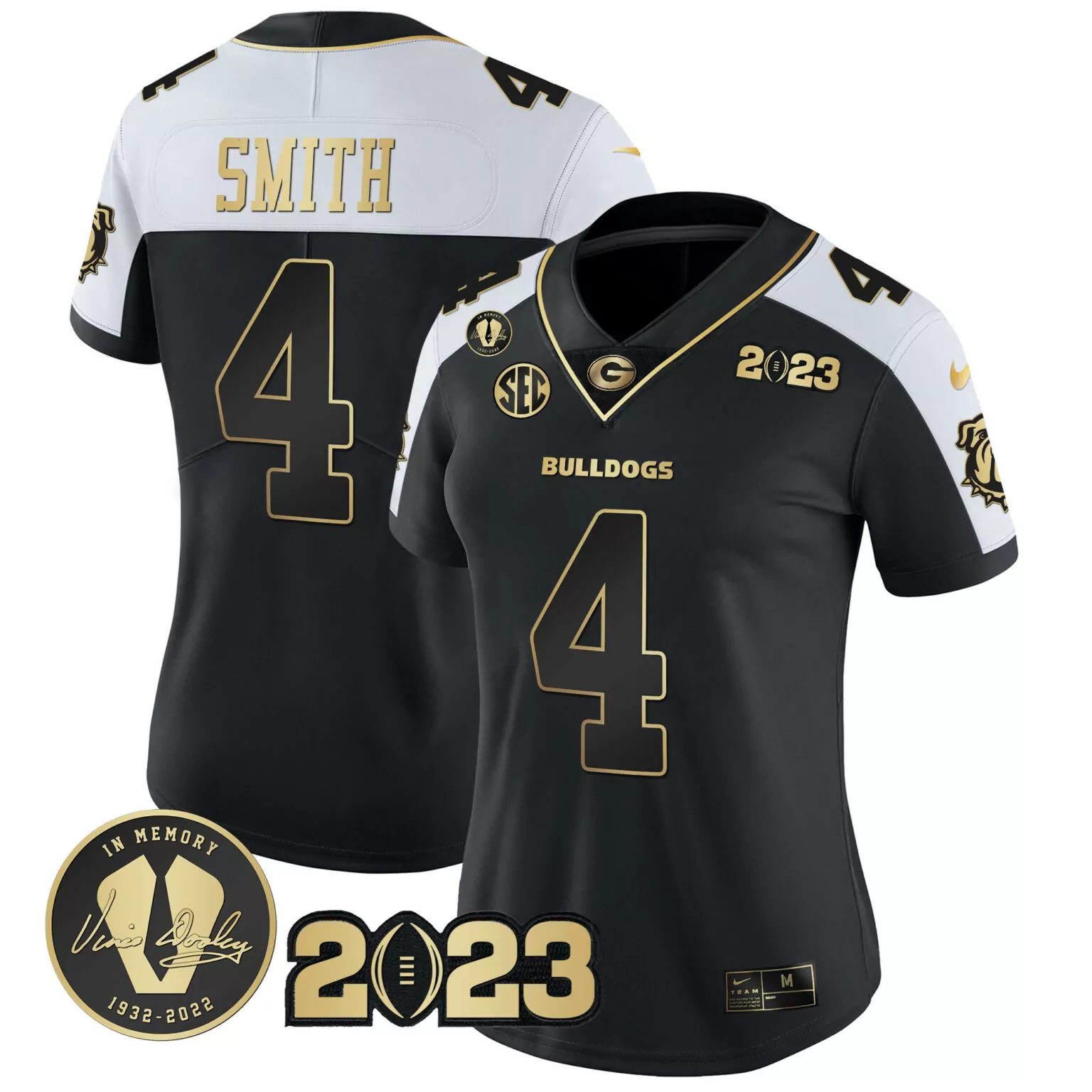 Nolan Smith 4 Georgia Bulldogs Jersey Black In Memory Of Vince Dooley 1932-2022 2023
