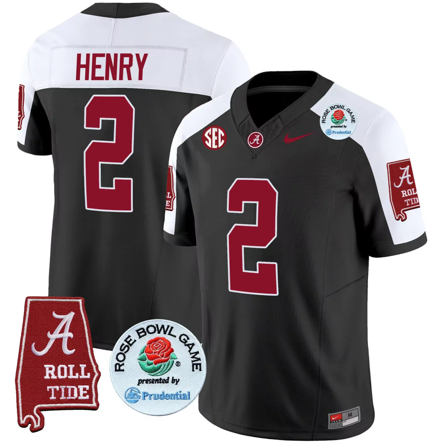 Derrick Henry 2 Jersey Black Rose Bowl Game Alabama Crimson Tide Men White Alternate