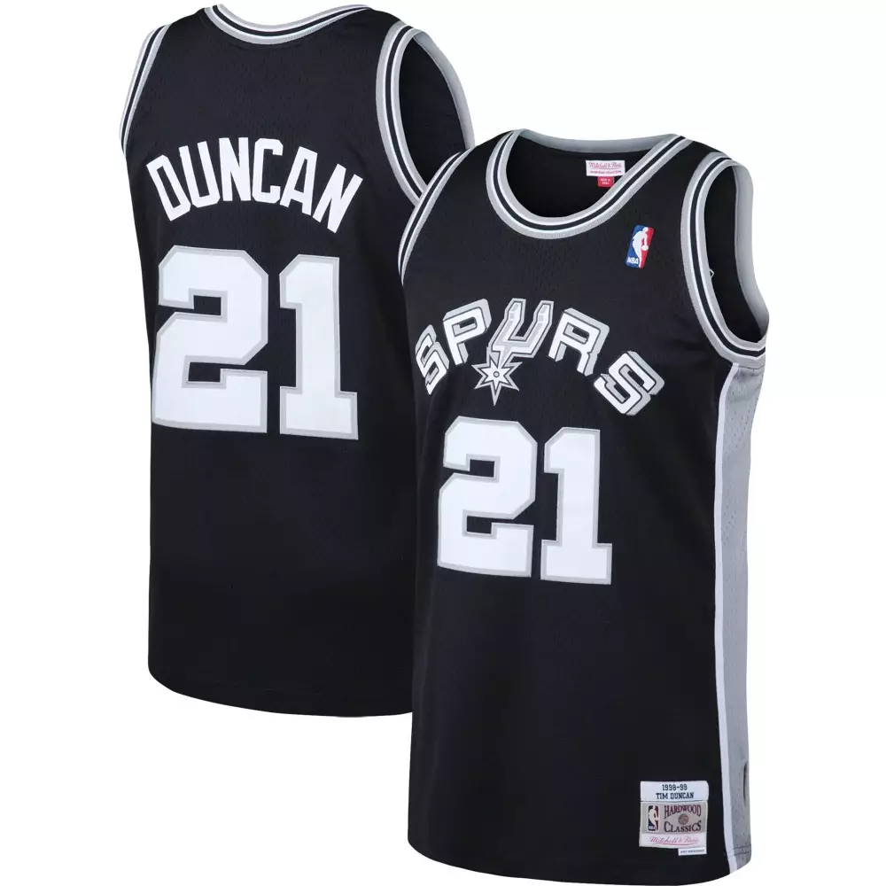 Tim Duncan 21 Spurs Jersey Black 1998-99 Mitchell Ness Hardwood Classics Men White