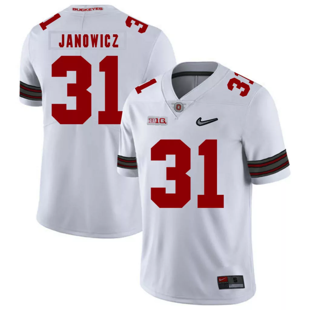 Vic Janowicz 31 Buckeyes Jersey White Men Red Black