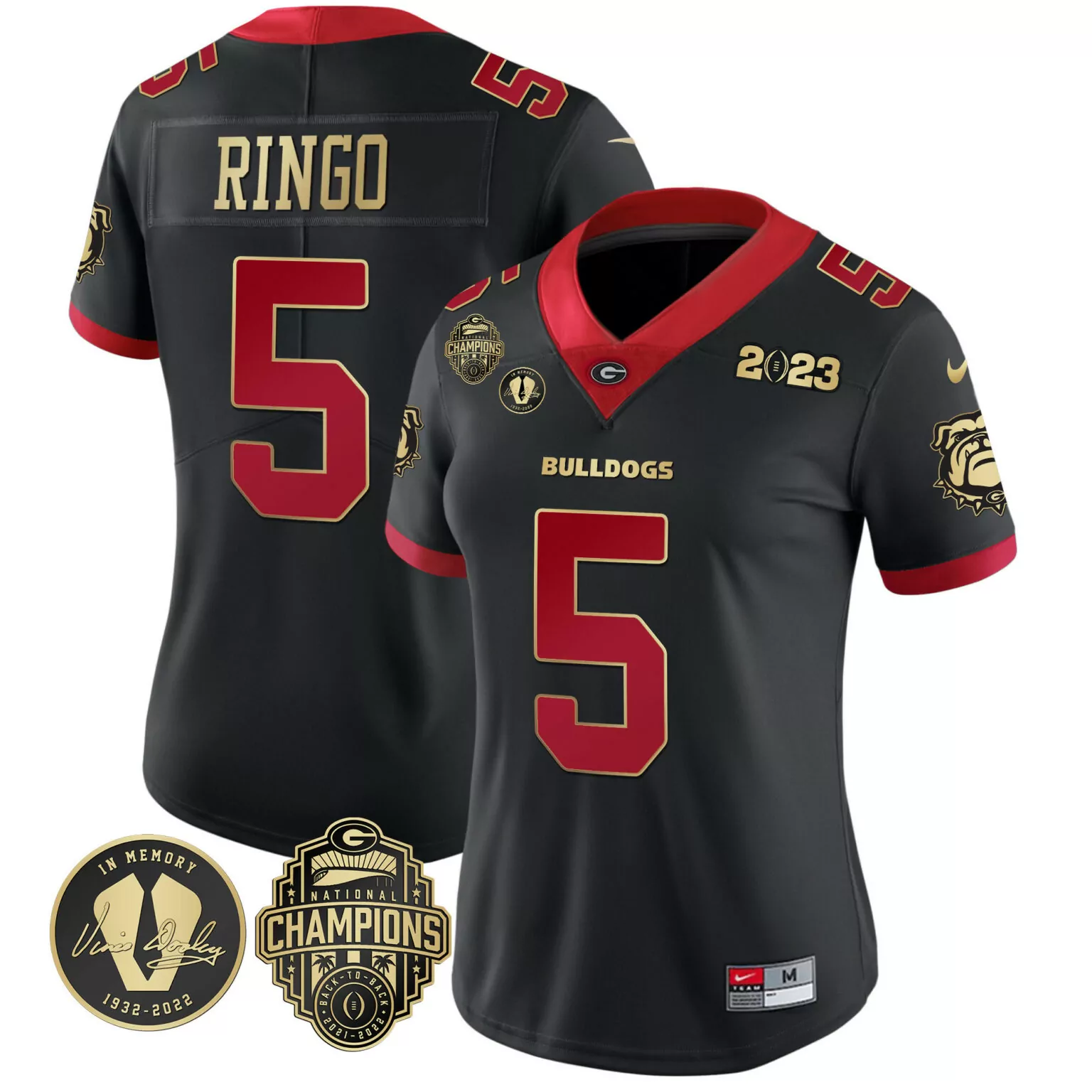 Kelee Ringo 5 Georgia Bulldogs Jersey Black National Championship 2023 Champions Memory 1932-2022