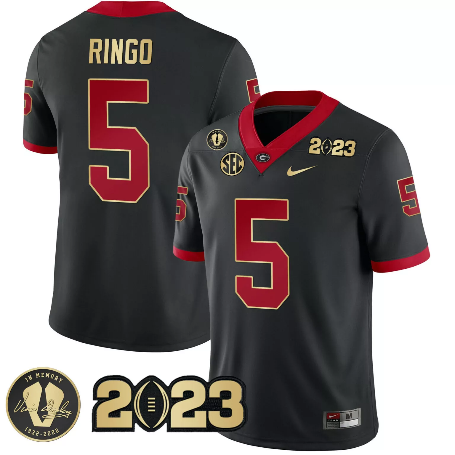 Kelee Ringo 5 Georgia Bulldogs Jersey Black 2023 Championship Vince Dooley Memorial