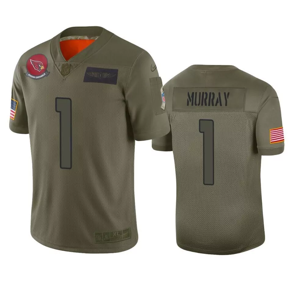Kyler Murray 1 Arizona Cardinals Jersey Olive Salute To Service Us Flag Men NFL Orange