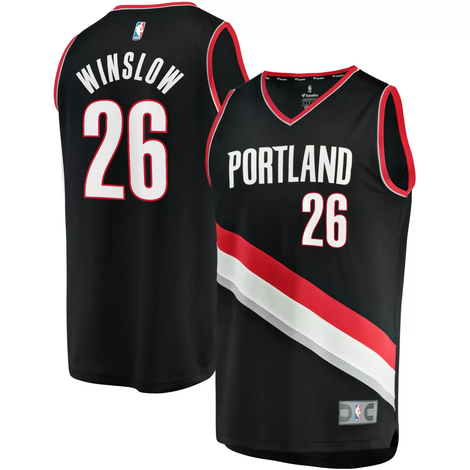 Kellen Winslow 26 Jersey Black Portland Trail Blazers Men Split Design White Red