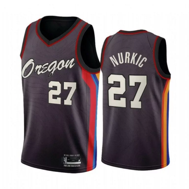Jusuf Nurkic 27 Jersey Dark Gray Portland Trail Blazers Oregon Men Alternate Split Design