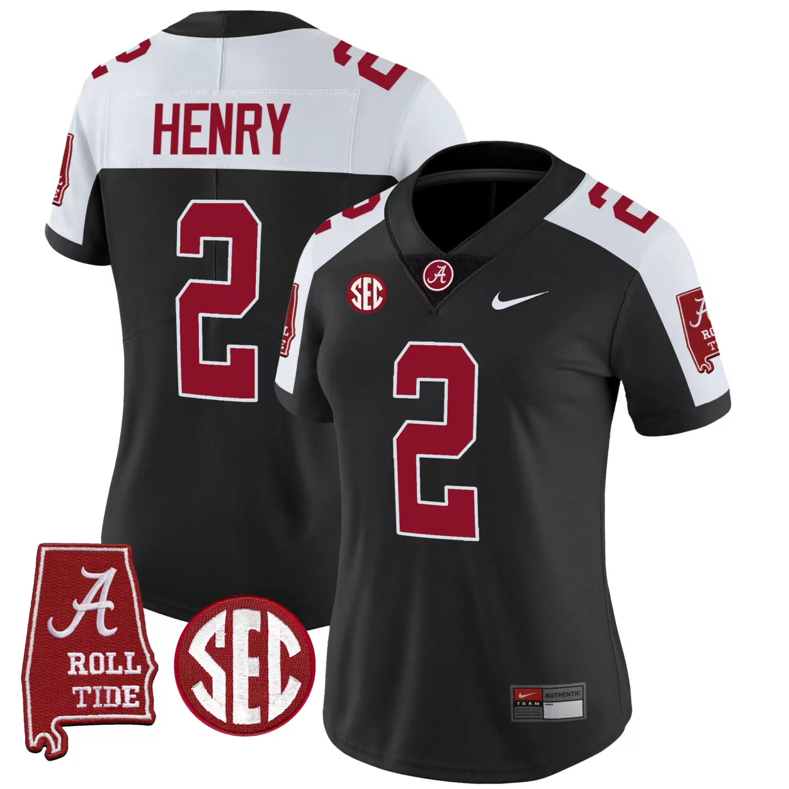 Derrick Henry 2 Jersey Black Alabama Crimson Tide Roll Men White Alternate v3 All