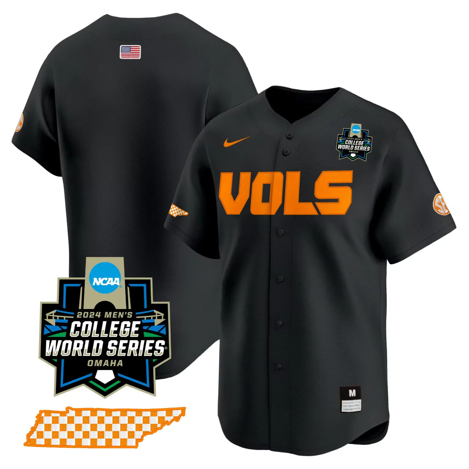 Volunteers College Jersey Black World Series Tennessee American Flag 2024 Men Orange