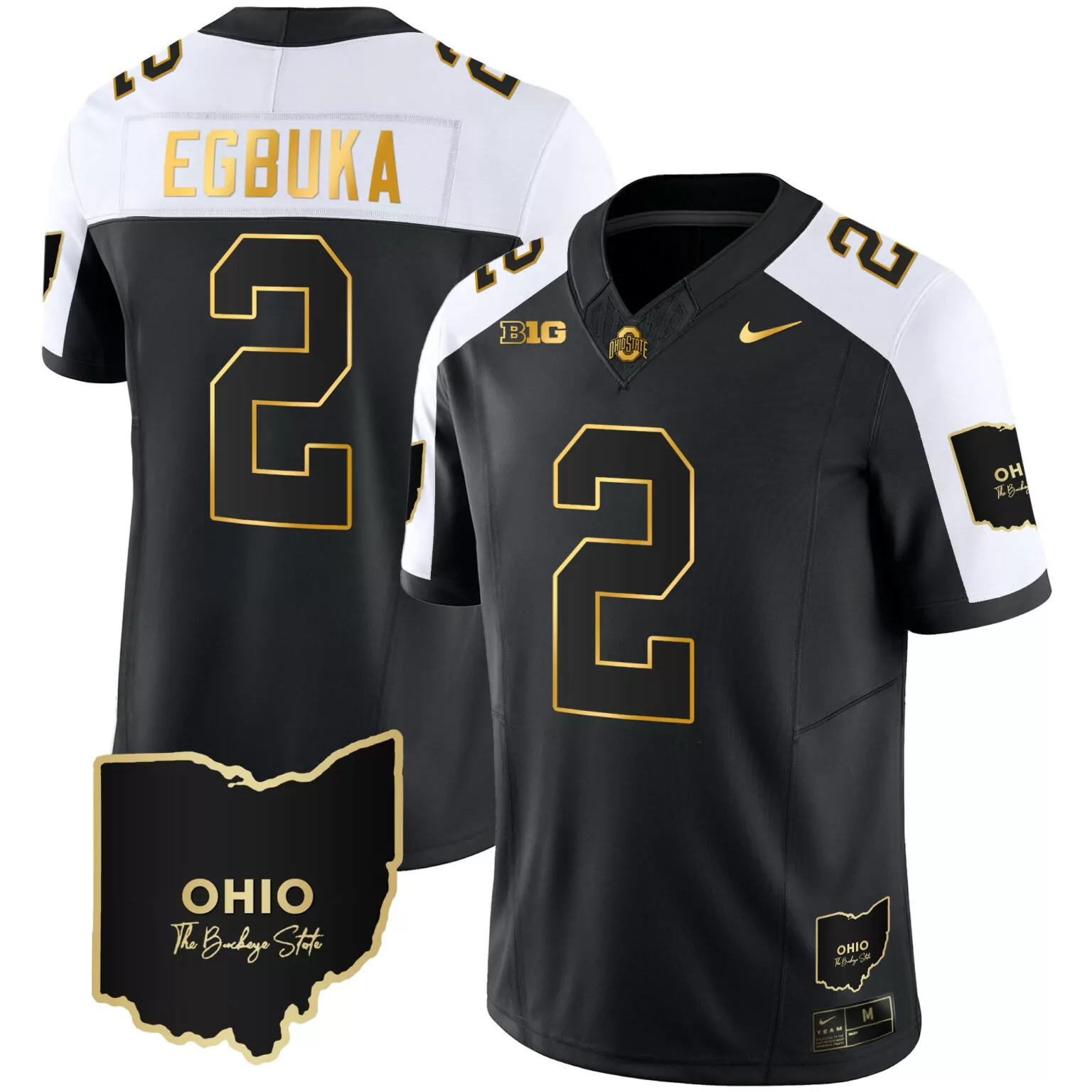 Emeka Egbuka 2 Ohio State Jersey Black Big Ten Men White Gold Alternate Vapor All