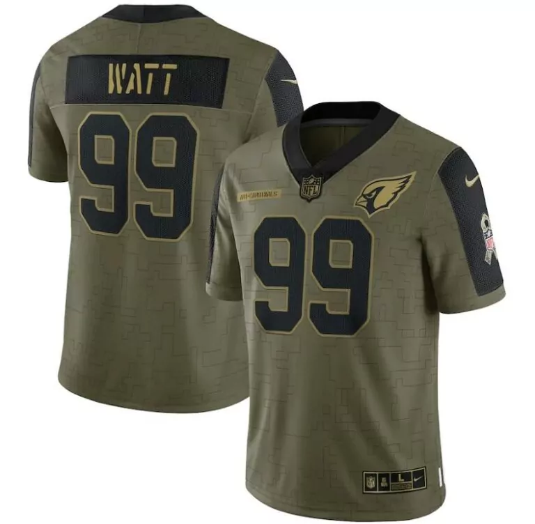Jj Watt 99 Arizona Cardinals Jersey Olive Green Salute To Service Men Player Alternate