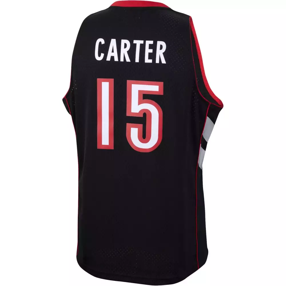 Vince Carter 15 Toronto Raptors Jersey Black Men White Red Hardwood Classics Swingman