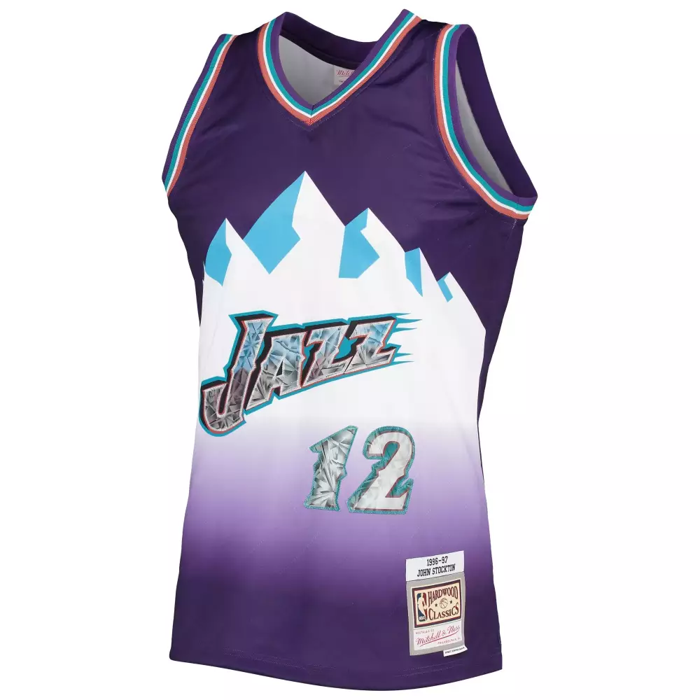 John Stockton 12 Utah Jazz Jersey Purple 1996-97 Hardwood Classics Men Alternate