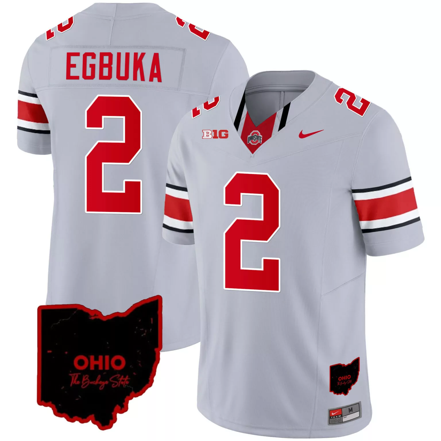 Emeka Egbuka 2 Ohio State Jersey Gray Men Red Black White All Stitched