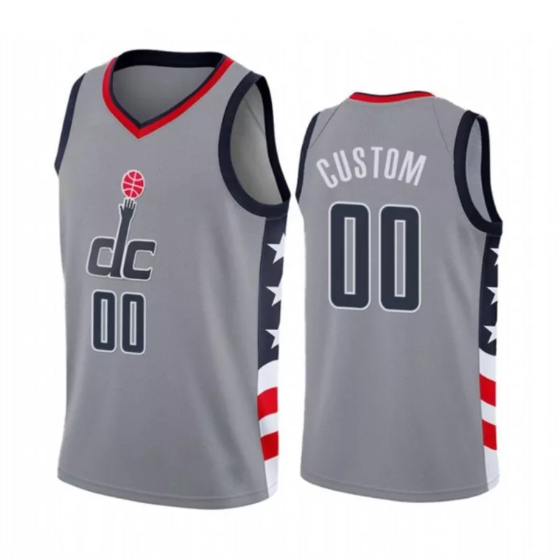 Custom Washington Wizards Jersey Gray City Connect Men Split Design Navy Red White
