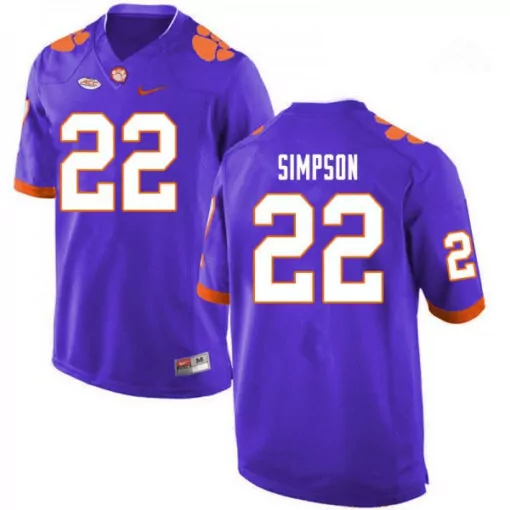 Trenton Simpson 22 Clemson Tigers Jersey Purple Men Orange Stitched