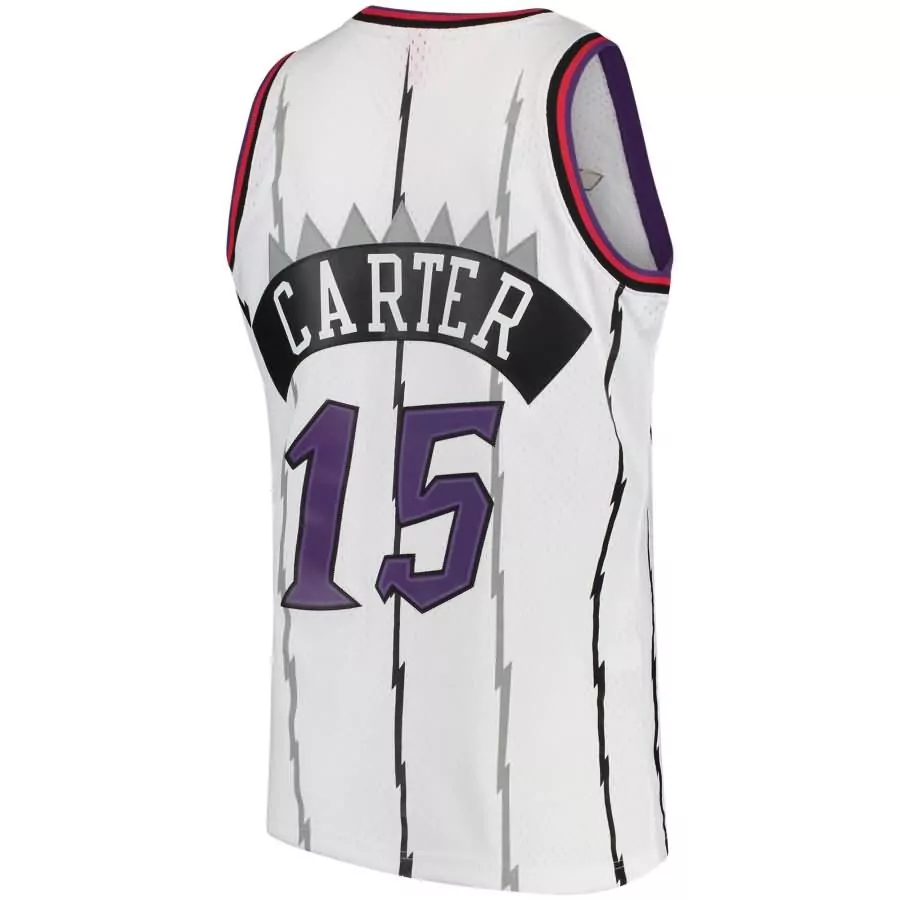 Vince Carter 15 Toronto Raptors Jersey White Men Alternate Custom Design Purple Red