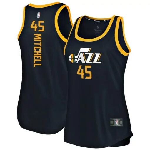 Donovan Mitchell 45 Jazz Jersey Black Men Gold White Icon