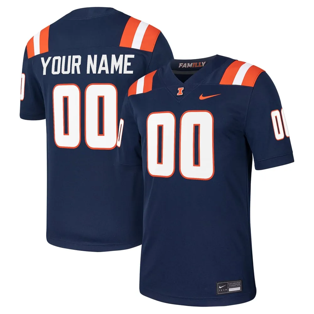 Illinois Fighting Illini Nike Custom Football Game Jersey - Navy