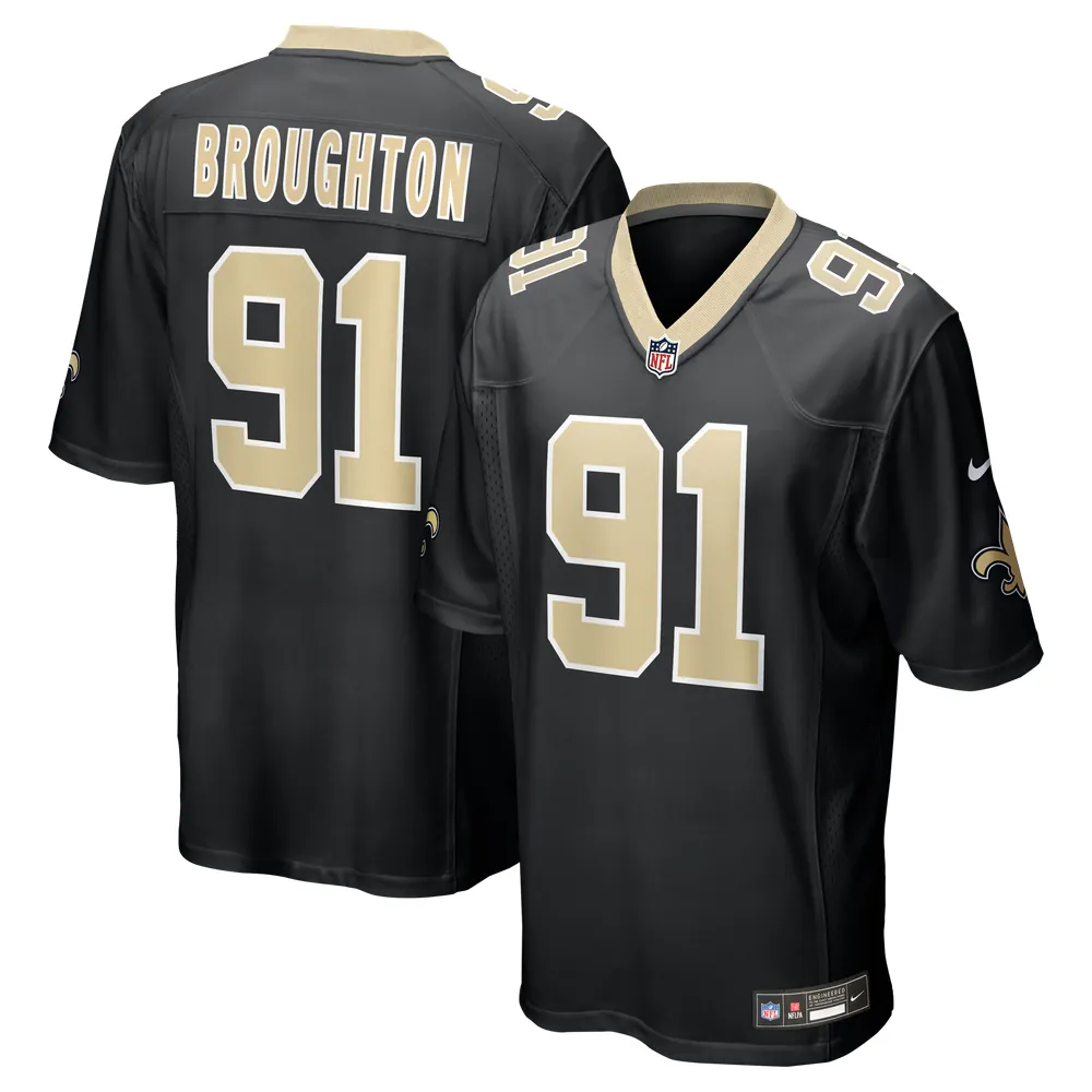Vernon Broughton New Orleans Saints Nike Team Game Jersey -  Black