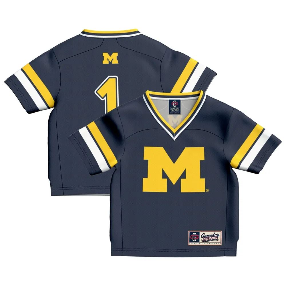 #1 Michigan Wolverines GameDay Greats Toddler Collegiate Football Fashion Jersey - Navy