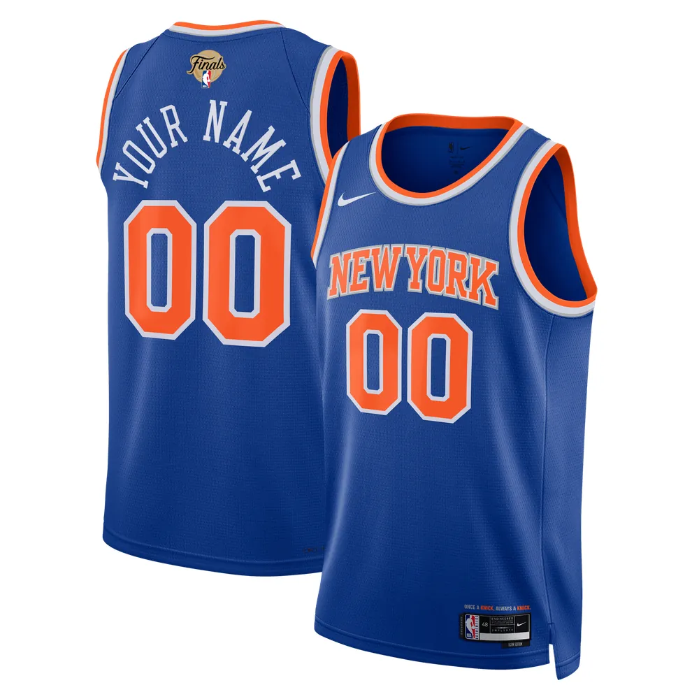 New York Knicks Nike Unisex 2026 NBA Finals Patch Swingman Custom Jersey - Icon Edition - Blue