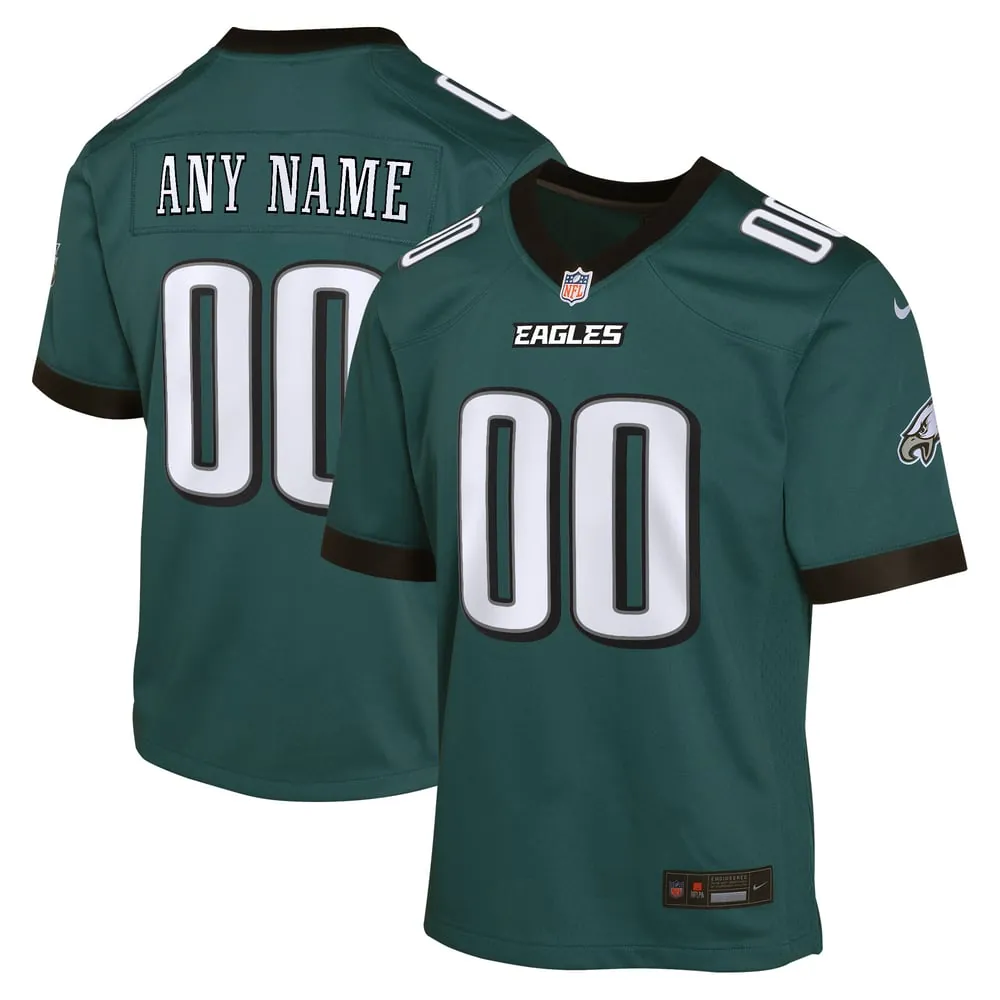 Philadelphia Eagles Nike Youth Team Custom Game Jersey - Midnight Green