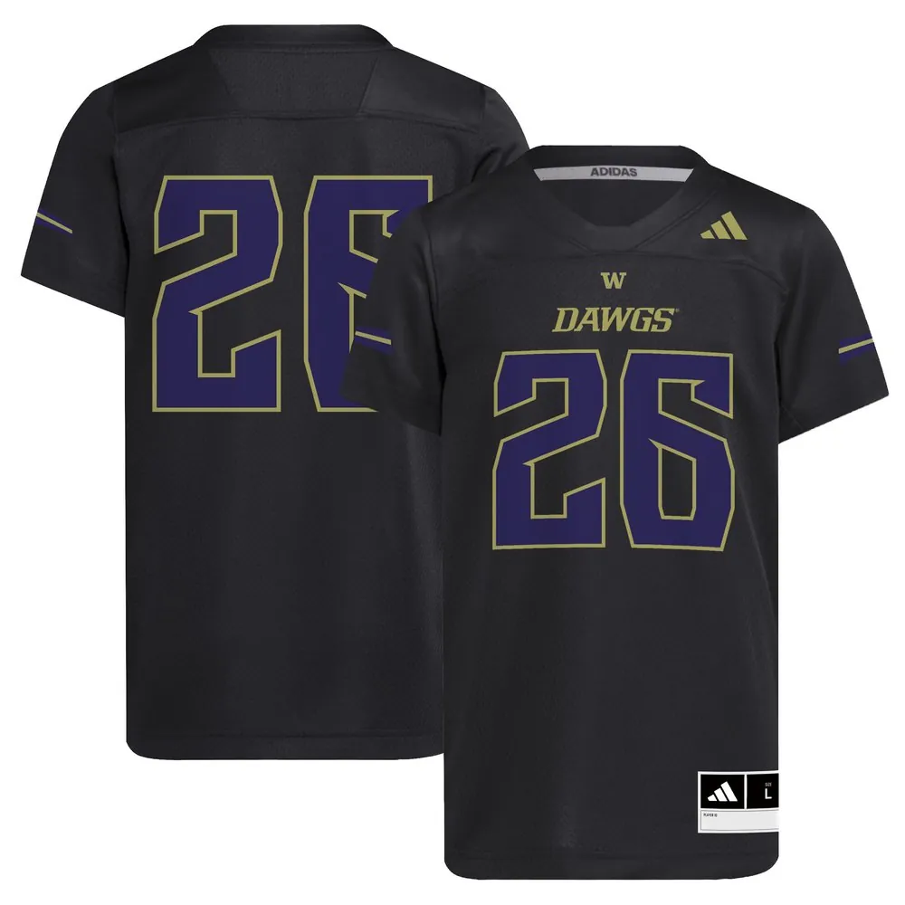 #26 Washington Huskies adidas Youth Dawgs Strategy Football Jersey - Black