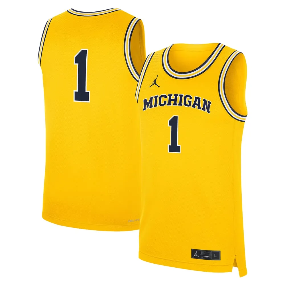 #1 Michigan Wolverines Jordan Brand Alternate Replica Jersey - Maize