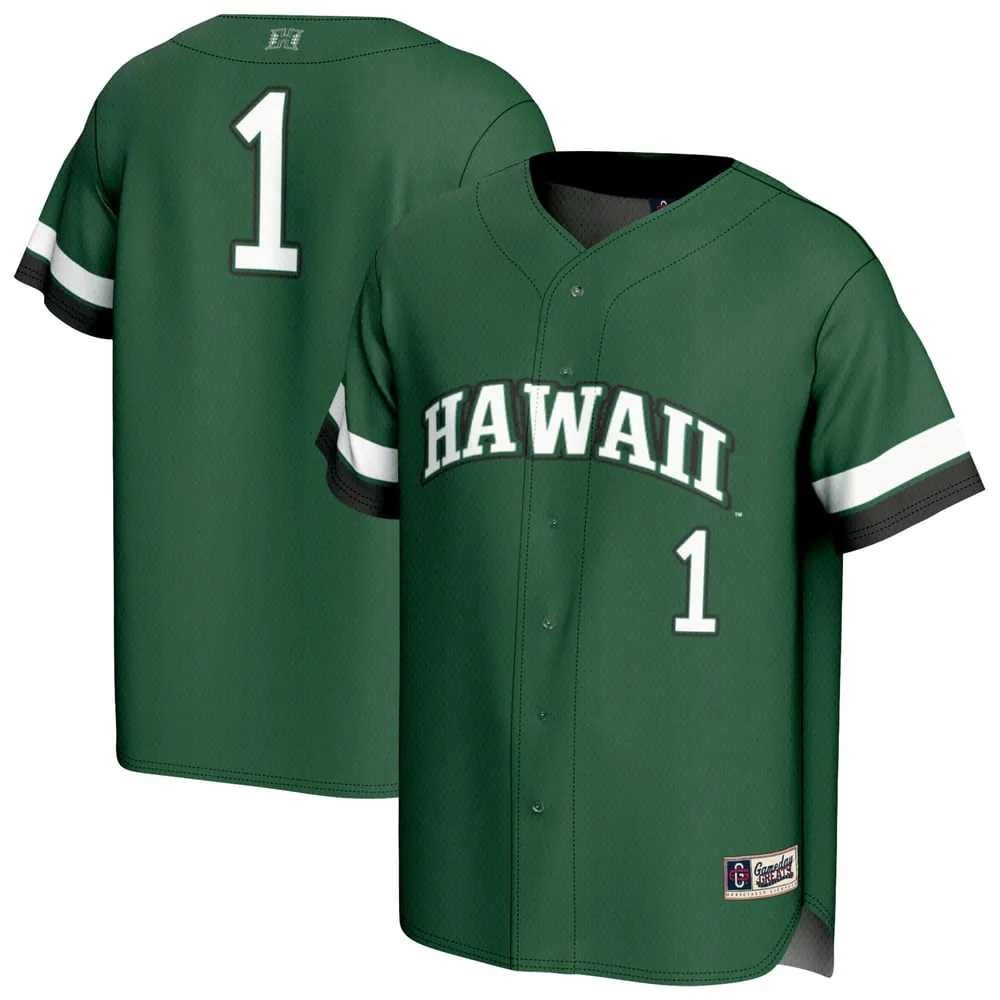 #1 Hawaii Rainbow Warriors GameDay Greats Unisex Lightweight Collegiate Baseball Fashion Jersey - Green