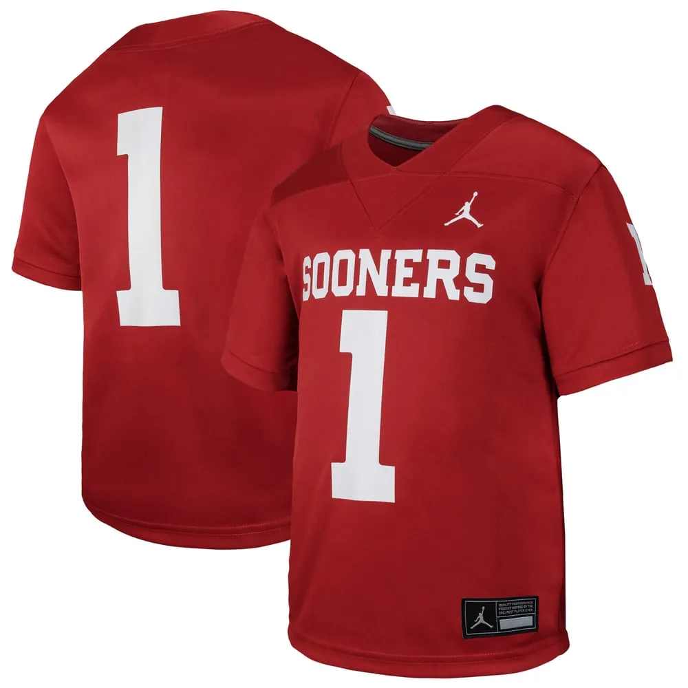 #1 Oklahoma Sooners Jordan Brand Youth Untouchable Replica Game Jersey - Crimson