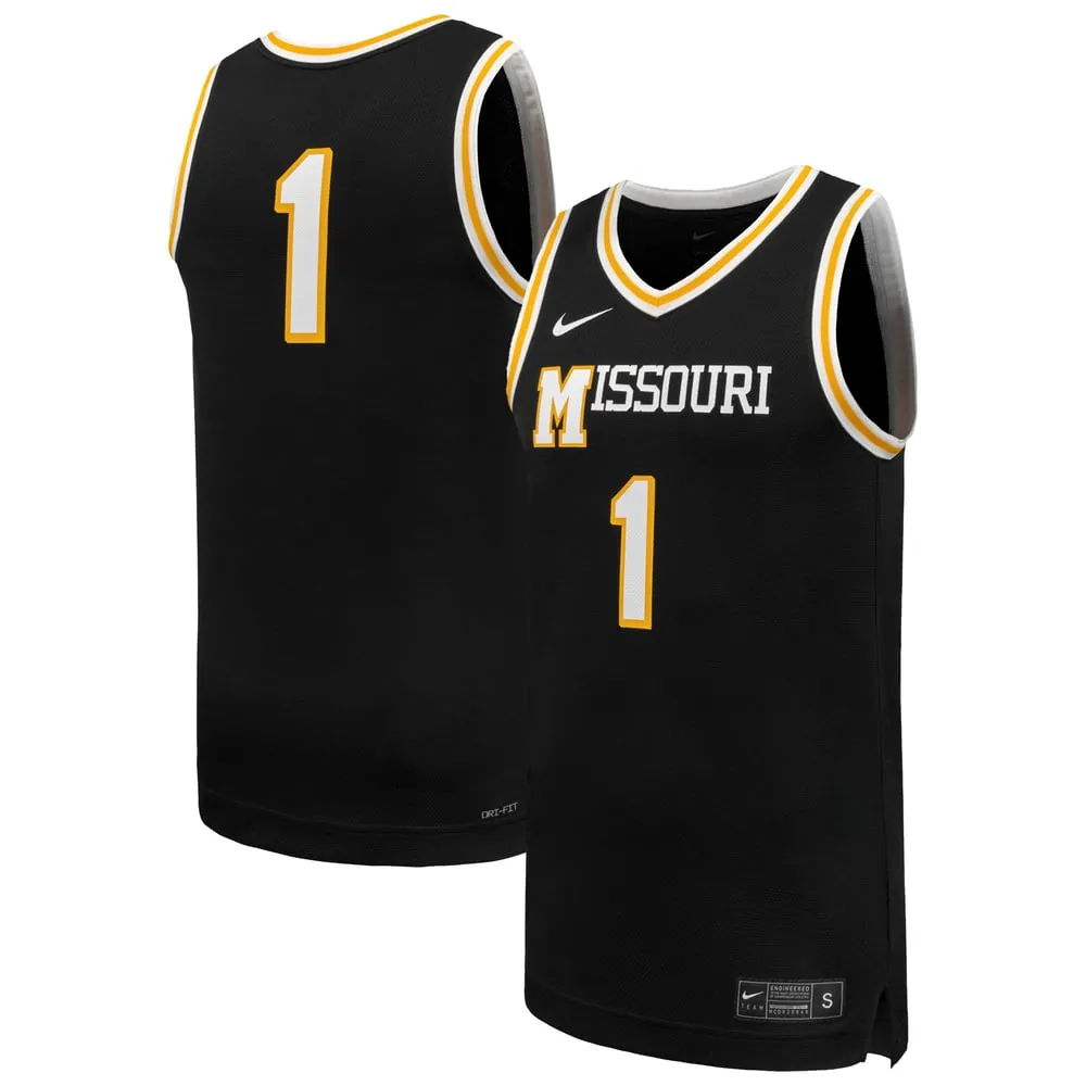 #1 Missouri Tigers Nike Replica Basketball Jersey - Black