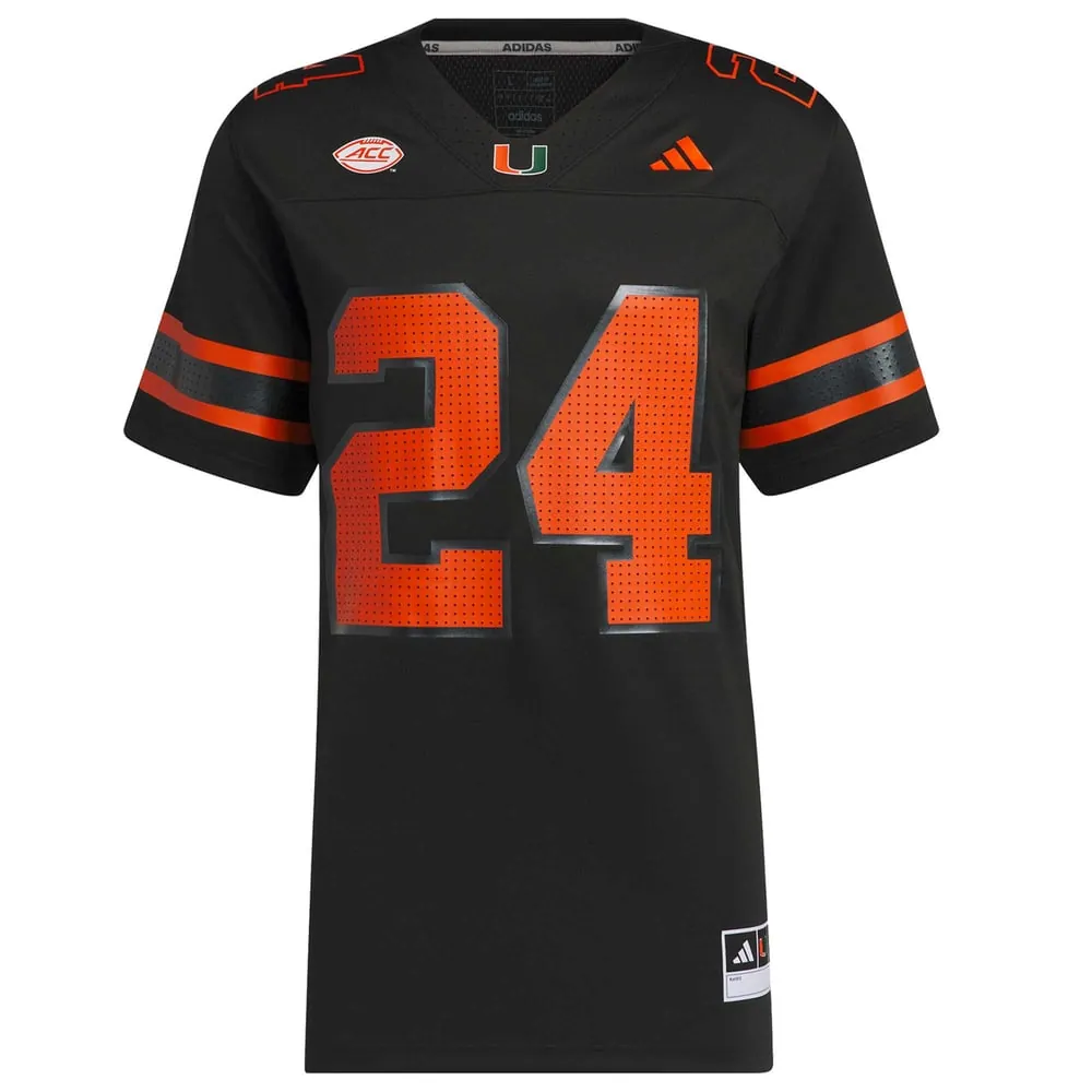 #24 Miami Hurricanes adidas Premier Strategy Jersey - Black