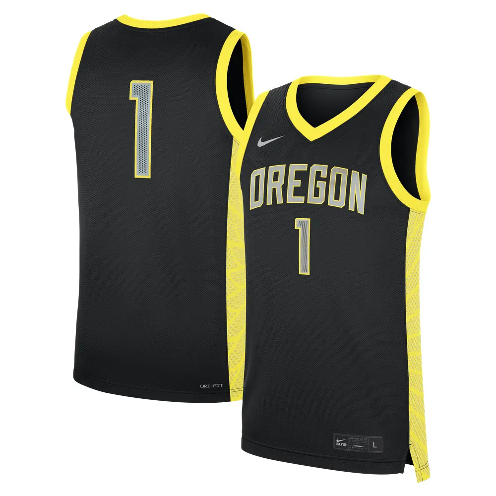 Oregon Ducks Nike #1 Alternate Replica Basketball Jersey - Black