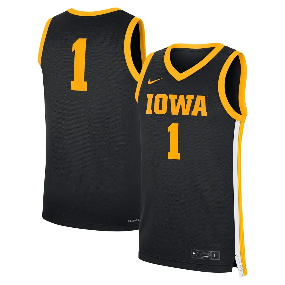 #1 Iowa Hawkeyes Nike Road Replica Jersey - Black
