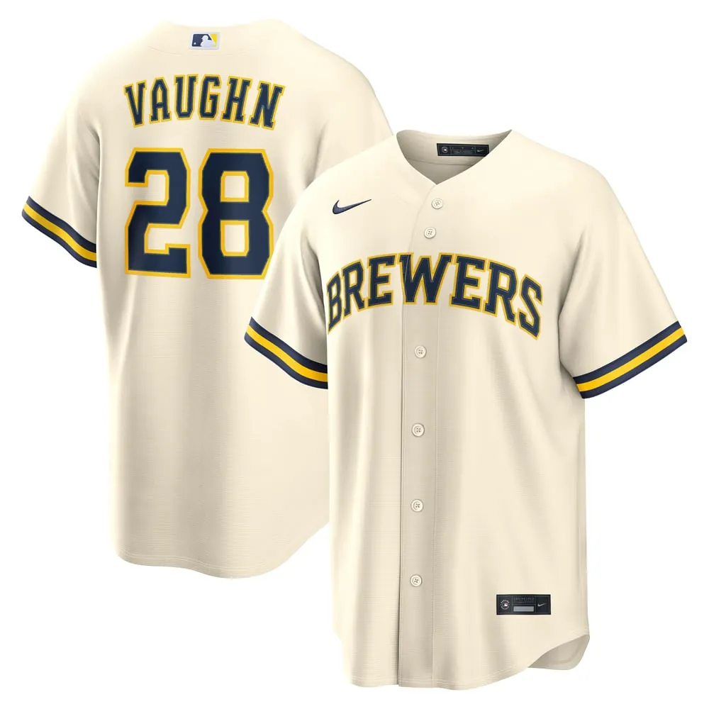 Andrew Vaughn Milwaukee Brewers Nike Home Replica Jersey - Cream
