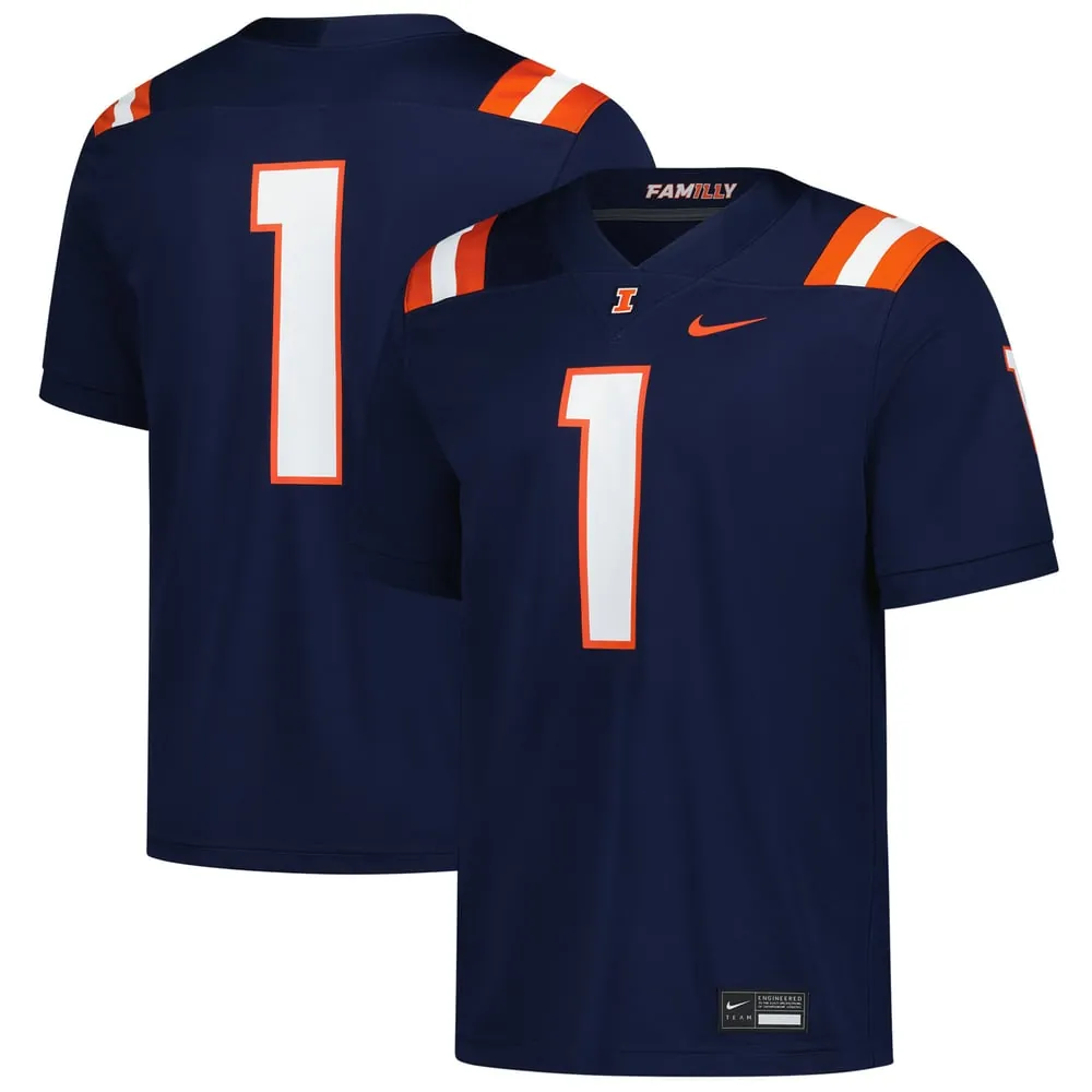#1 Illinois Fighting Illini Nike  Game Football Jersey - Navy