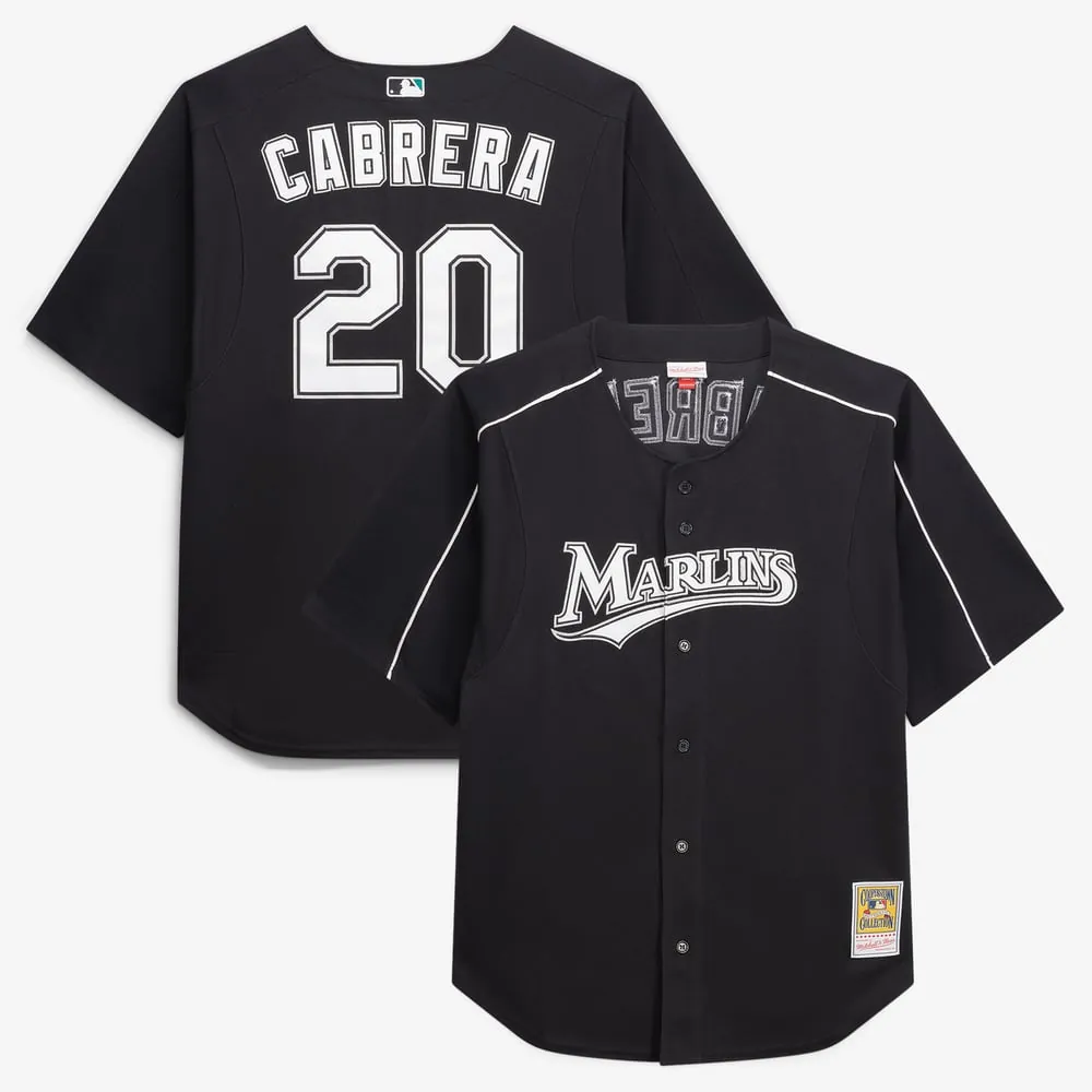 Miguel Cabrera Miami Marlins Mitchell & Ness Big & Tall Cooperstown Mesh Batting Practice Jersey - Black