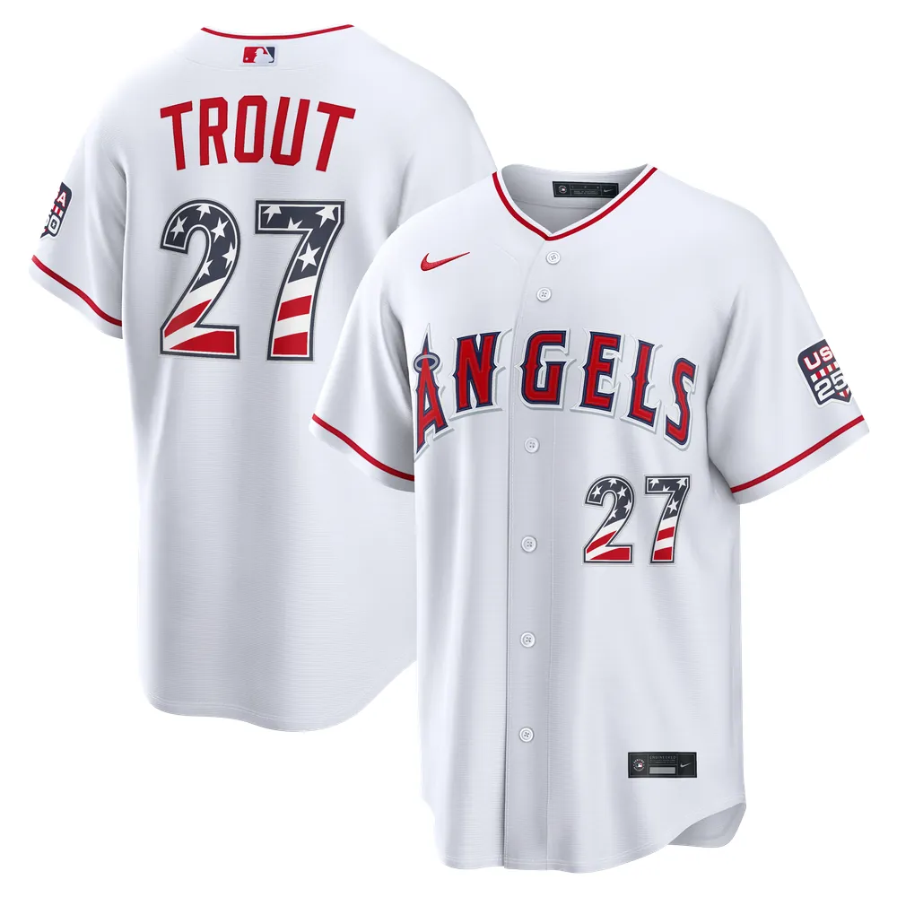 Fourth of July Los Angeles Angels Mike Trout Nike White USA 250 Stadium Jersey