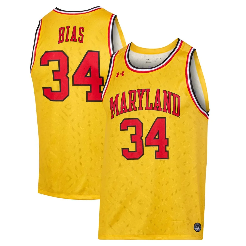Len Bias Maryland Terrapins Under Armour Replica Player Jersey - Gold
